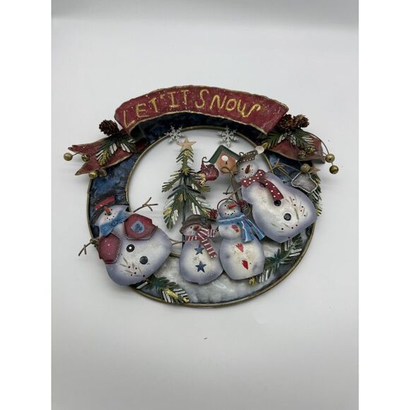 "Let It Snow" snowman wreath - Picture 1 of 7